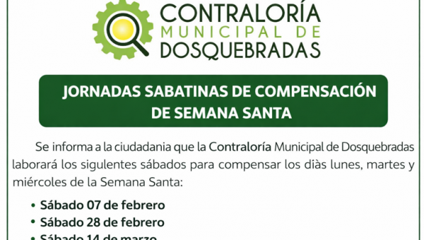 LA CONTRALORIA MUNICIPAL DE DOSQUEBRADAS AJUSTA SU JORNADA LABORAL POR SEMANA SANTA